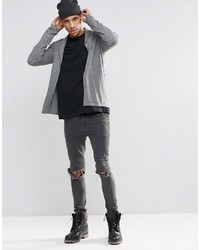 Asos Open Shawl Cardi In Merino Wool Mix