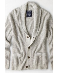 American Eagle Outfitters Heather Grey Ribbed Shawl Cardigan