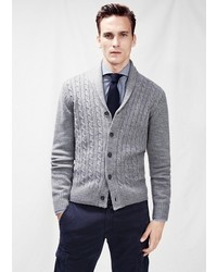 Mango Outlet Cable Knit Wool Cardigan