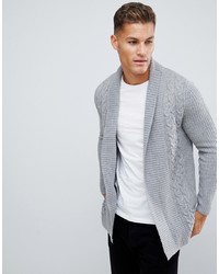 Burton Menswear Shawl Cardigan In Light Grey