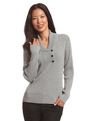 Grey Shawl-Neck Sweater