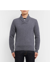Hackett Shawl Collar Wool Yak And Cashmere Blend Sweater