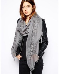 Asos Wool Mix Open Weave Scarf Gray