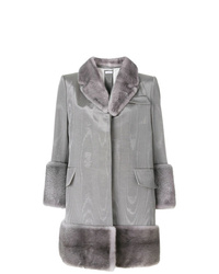Thom Browne Moire Vent Back Chesterfield Overcoat With Mink Fur