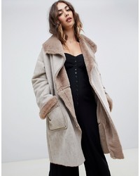 Religion Oversized Aviator Jacket With Faux Fur Collar