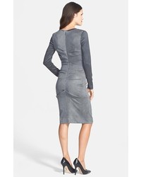Nicole Miller Candace Tucked Faux Suede Sheath Dress