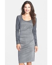 Nicole Miller Candace Tucked Faux Suede Sheath Dress