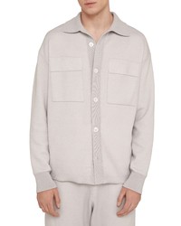 Agnona Cashmere Cotton Blend Double Knit Overshirt In Perla At Nordstrom