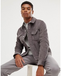 ASOS DESIGN Cord Jacket In Grey