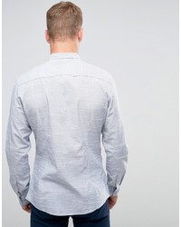 Esprit Grandad Collar Slub Shirt In Regular Fit