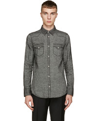 DSQUARED2 Grey Linen Wool Western Shirt