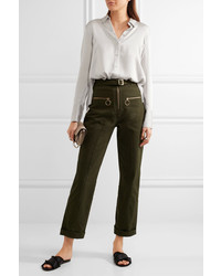 Elizabeth and James Perry Silk Blend Satin And Georgette Shirt Gray