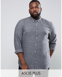 Asos Plus Regular Fit Shirt In Textured Gray