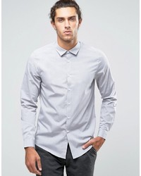 Asos Regular Fit Shirt In Gray Marl Twill