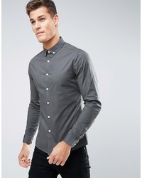 Asos Skinny Shirt In Gray