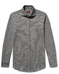 Tod's Slim Fit Puppytooth Virgin Wool And Cotton Blend Shirt