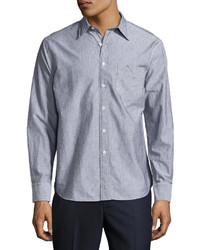 Billy Reid Walland Cotton Linen Shirt Gray Pattern