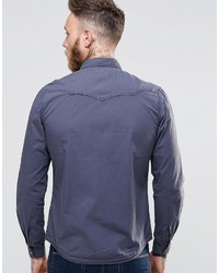 Wrangler Slim Western Shirt In Lightweight Iron Gray