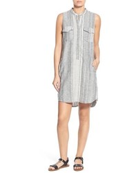 Blank NYC Blanknyc Out Of Spite Sleeveless Linen Cotton Shirtdress