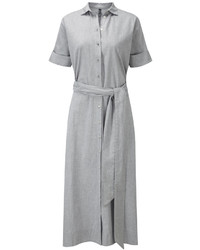 Lisa Marie Fernandez Grey Cotton Tie Waist Shirt Dress