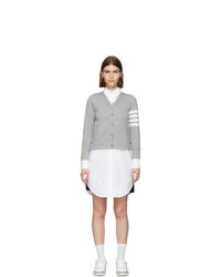 Thom Browne Grey Trompe Loeil Cardigan Shirt Dress
