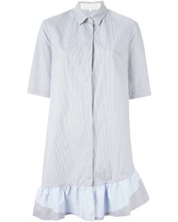 Thakoon Addition Pinstripe Ruffled Shirt Dress