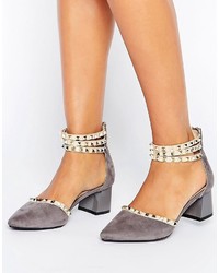 Daisy Street Stud Ankle Strap Mid Heeled Shoes