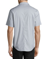 Bonvivan Short Sleeve Leather Trim Sport Shirt Gray