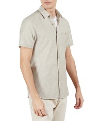 Ted Baker London Fit Microstripe Short Sleeve Button Up Shirt