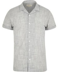 River Island Grey Revere Collar Short Sleeve Shirt