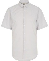River Island Grey Stripe Short Sleeve Shirt
