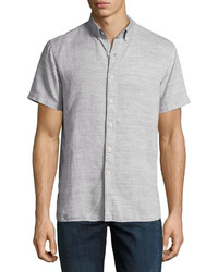 Joe's Jeans Henry Short Sleeve Slub Cotton Linen Shirt Gray