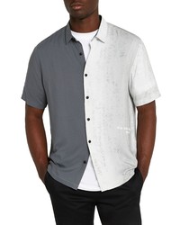 River Island Mono Fade Short Sleeve Button Up Shirt In Black At Nordstrom