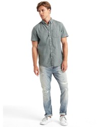 Gap Oxford Overdye Short Sleeve Standard Fit Shirt