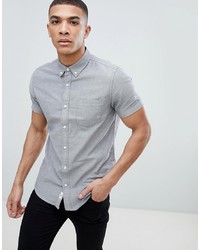 Burton Menswear Oxford Shirt In Textured Grey
