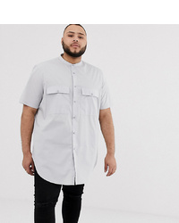 ASOS DESIGN Plus Regular Fit Super Longline Shirt In Grey