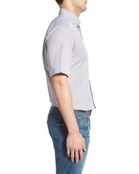David Donahue Regular Fit Short Sleeve Plaid Sport Shirt