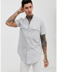 ASOS DESIGN Regular Fit Super Longline Shirt In Grey