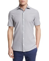 Ermenegildo Zegna Seersucker Short Sleeve Shirt Medium Gray
