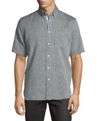 rag & bone Short Sleeve Oxford Shirt Gray
