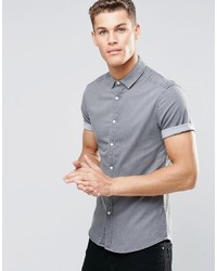 Asos Skinny Denim Shirt In Light Gray