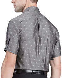 Alexander McQueen Skull Dot Short Sleeve Sport Shirt Gray