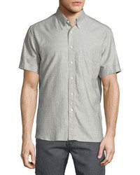 Billy Reid Solid Short Sleeve Shirt Gray