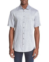 Armani Collezioni Trim Fit Short Sleeve Linen Cotton Sport Shirt
