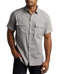 Rowan Warwick Heritage Twill Short Sleeve Button Up Shirt In Concrete At Nordstrom