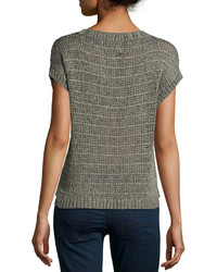 Halston Heritage Short Sleeve Shimmer Loop Sweater Graygold
