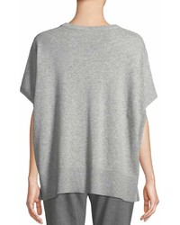 Michael Kors Michl Kors Collection Crewneck Short Sleeve Melange Draped Cashmere Pullover