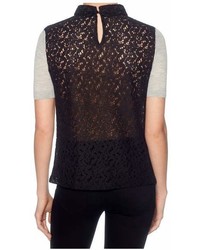 Magaschoni Short Sleeve Laced Back Pullover