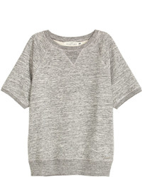 H&M Short Sleeved Sweatshirt Gray Melange Ladies