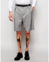 Asos Brand High Waisted Smart Shorts With Pleats In Gray